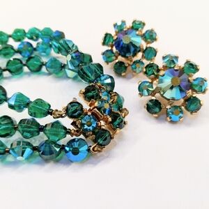 Vintage Castlecliff Bracelet Earring Set Crystals